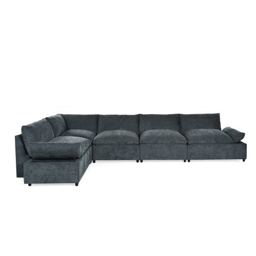 115.5 Modular Deep Gray Sectional Sofa With Durable Polyester Upholstery