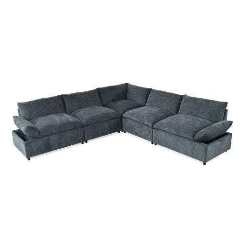 115.5 Modular Deep Gray Sectional Sofa With Durable Polyester Upholstery