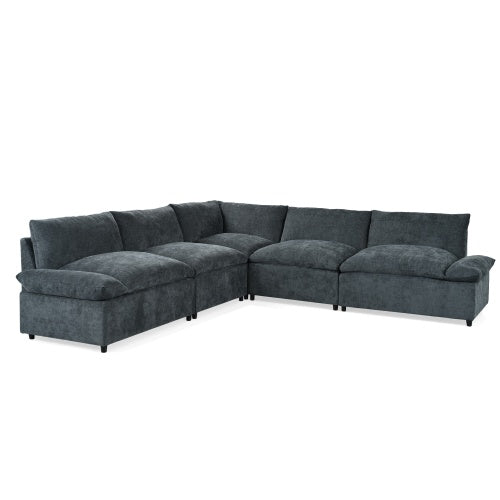 115.5 Modular Deep Gray Sectional Sofa With Durable Polyester Upholstery