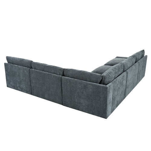 115.5 Modular Deep Gray Sectional Sofa With Durable Polyester Upholstery