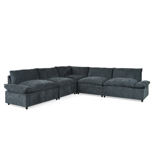 115.5 Modular Deep Gray Sectional Sofa With Durable Polyester Upholstery