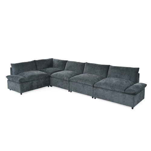 115.5 Modular Deep Gray Sectional Sofa With Durable Polyester Upholstery
