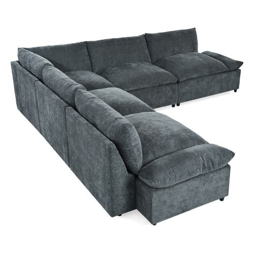 115.5 Modular Deep Gray Sectional Sofa With Durable Polyester Upholstery